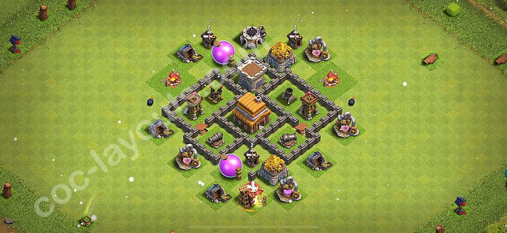 TH4 Anti 2 Stars Base Plan with Link, Copy Town Hall 4 Base Design 2026, #135