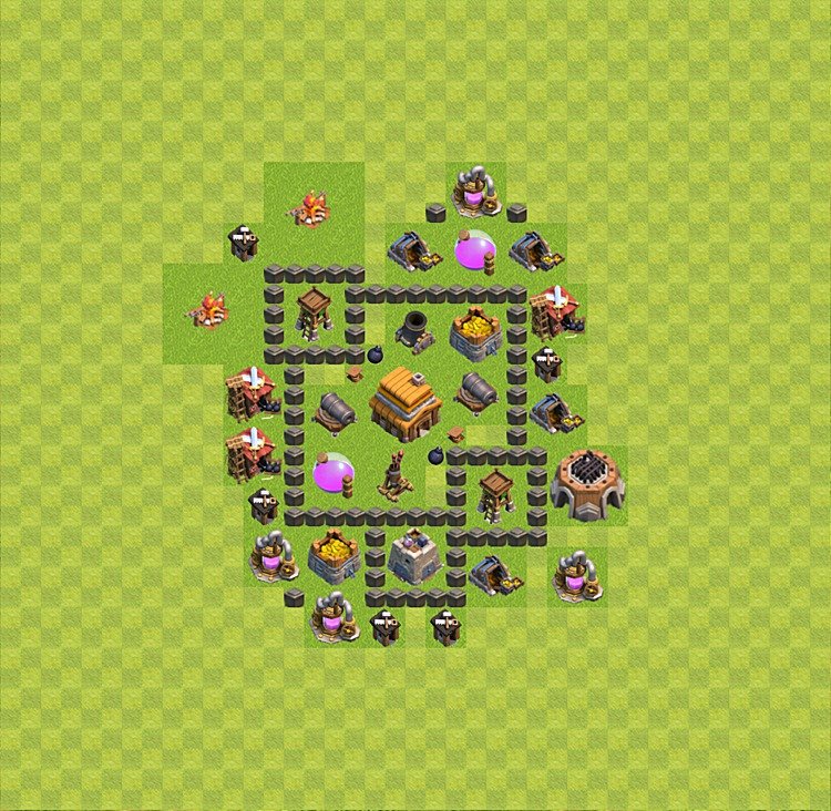 TH4 Trophy Base Plan, Town Hall 4 Base Design, #3