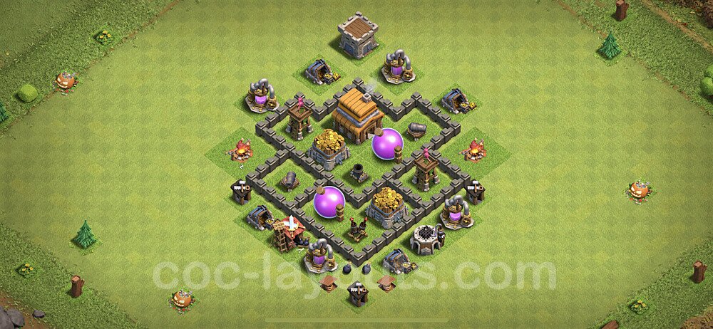 Anti Everything TH4 Base Plan with Link, Copy Town Hall 4 Design 2020, #53
