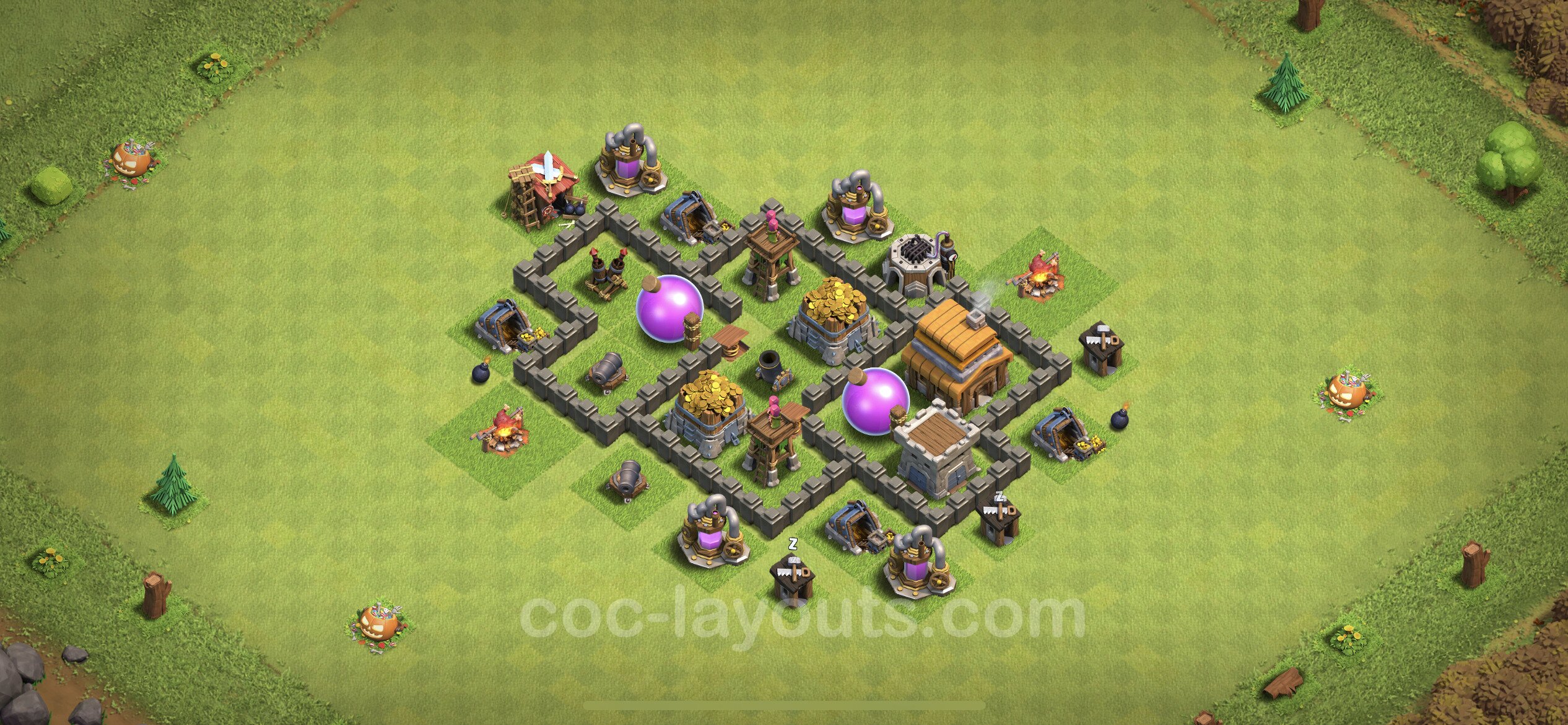 Farming Base TH4 Max Levels with Link - plan / layout / design - Clash of C...