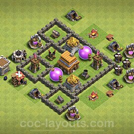 Diseño de aldea para farming Ayuntamiento 4 Copiar, Híbrido - COC TH4 Perfecta Distribucion + Enlace - #101