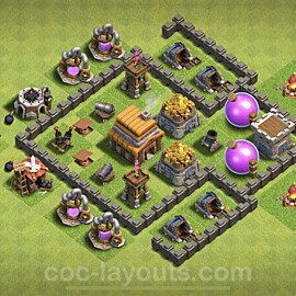 Diseño de aldea para farming - Copiar Ayuntamiento 4 al Maximo - Full COC TH4 Perfecta Distribucion + Enlace - #106