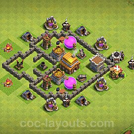 Die Max Base für Farm RH4 + Link, Hybrid 2024 - COC Rathaus 4 - #107