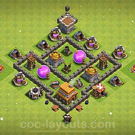 Base plan TH4 Max Levels with Link, Anti 3 Stars, Anti Air for Farming 2024, #109