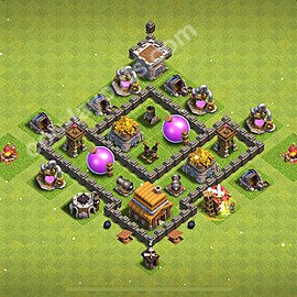 Base plan TH4 Max Levels with Link, Anti 3 Stars, Anti Air for Farming 2025, #109