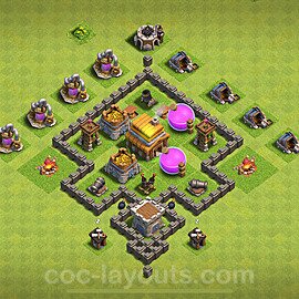 Gute Base für Farm RH4 + Link, Anti Alles, Hybrid 2024 - COC Rathaus 4 - #113