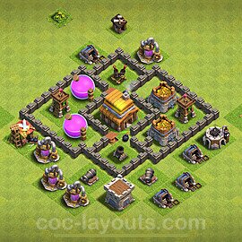 Farming Base Village HDV 4 + Lien (Link), Anti 3 étoiles, Hybride 2024 - Hôtel de Ville 4 Base Copier - #119