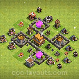 Base plan TH4 Max Levels with Link, Hybrid for Farming 2024, #121