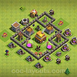 Maxato Municipio livello 4 Base + Link, Anti tutto - Miglior Disposizione villaggio per Farming COC 2024 TH4 - #122