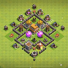 Diseño de aldea para farming Ayuntamiento 4 Copiar, Híbrido - COC TH4 Perfecta Distribucion 2025 + Enlace - #123