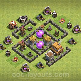 Base plan TH4 (design / layout) with Link, Anti Everything for Farming, #99
