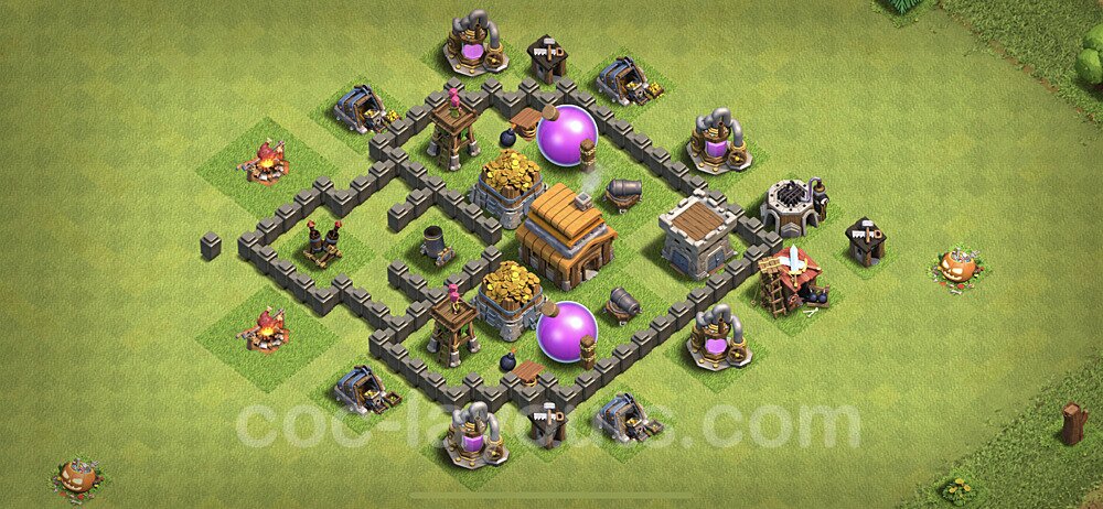 Farm Max Base Rathaus Level 4 + Link - COC Clash of Clans 2021 - TH4.