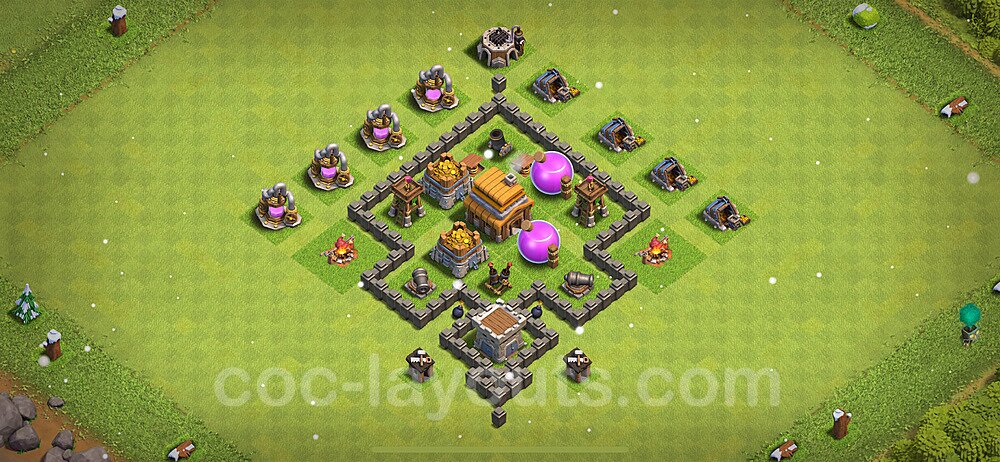Base plan TH4 (design / layout) with Link, Anti Everything, Hybrid for Farming 2022, #113
