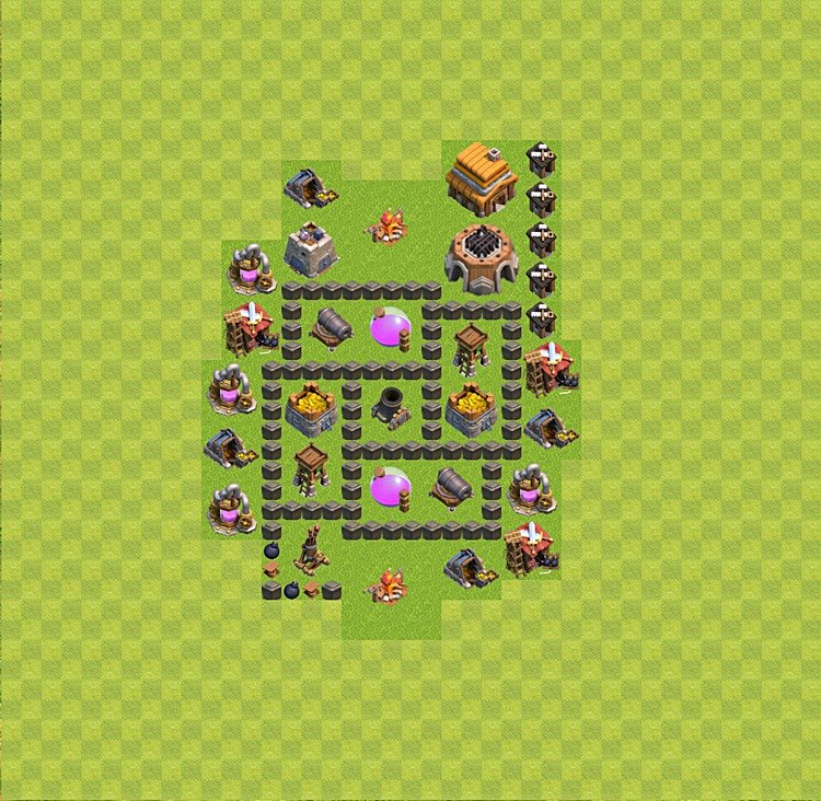 Farming Base TH4 - plan / layout / design - Clash of Clans - (#28) .