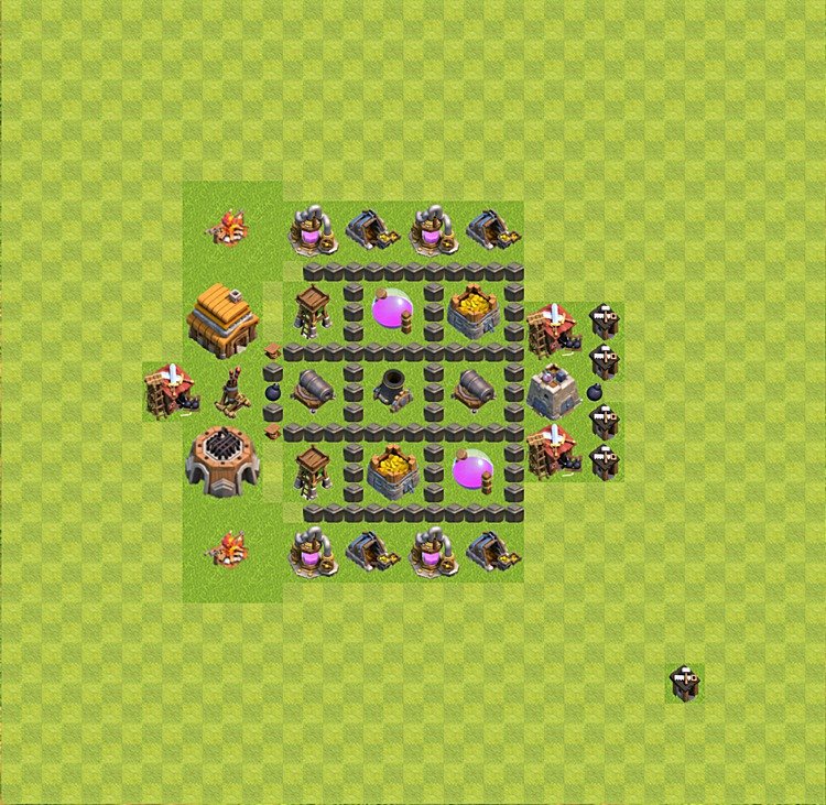 Diseño de aldea para farming Ayuntamiento 4 - COC TH4 Perfecta Distribucion - #33