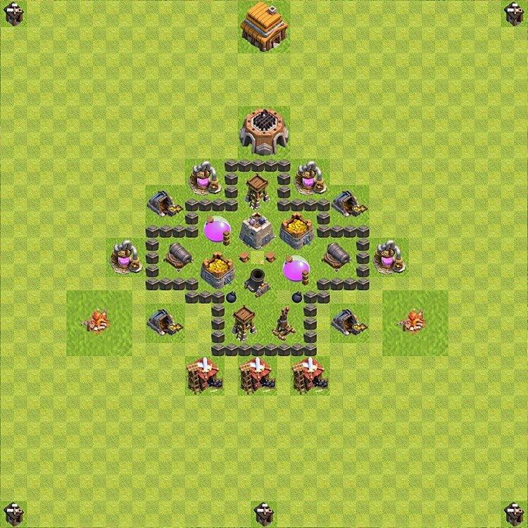 Diseño de aldea para farming Ayuntamiento 4 - COC TH4 Perfecta Distribucion - #43