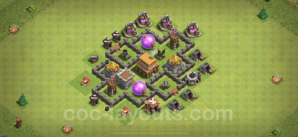 Base plan TH4 Max Levels with Link for Farming 2020, #45
