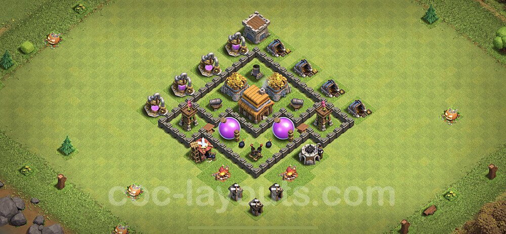 Base plan TH4 Max Levels with Link for Farming 2020, #46