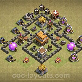 TH4 War Base Plan with Link, Anti Everything, Copy Town Hall 4 CWL Design, #1