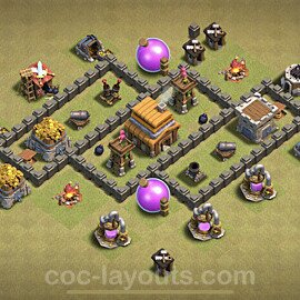 Diseño de aldea para Guerra al Maximo Ayuntamiento 4 Copiar, Anti Todo - Full COC TH4 Perfecta Distribucion + Enlace - #10