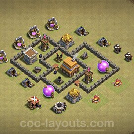 TH4 Max Levels CWL War Base Plan with Link, Anti Everything, Copy Town Hall 4 Design 2022, #11