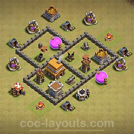 Die Maximal Clan War Base RH4 + Link, Anti Alles 2024 - COC Rathaus Level 4 Kriegsbase (CK / CW) - #19