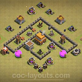 Die Anti 3 Sterne Clan War Base RH4 + Link, Anti Alles 2024 - COC Rathaus Level 4 Kriegsbase (CK / CW) - #21