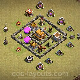 Die Anti 3 Sterne Clan War Base RH4 + Link, Hybrid 2024 - COC Rathaus Level 4 Kriegsbase (CK / CW) - #22