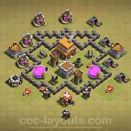 Die Anti 2 Sterne Clan War Base RH4 + Link, Anti Alles 2024 - COC Rathaus Level 4 Kriegsbase (CK / CW) - #23