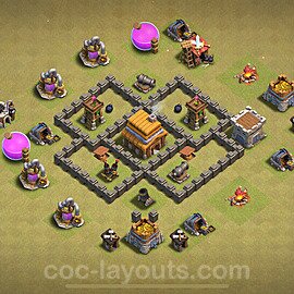 Die Anti 2 Sterne Clan War Base RH4 + Link, Anti Air 2024 - COC Rathaus Level 4 Kriegsbase (CK / CW) - #24