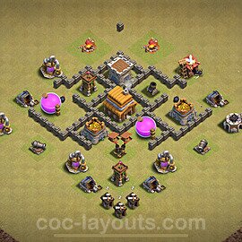 TH4 War Base Plan with Link, Anti Everything, Copy Town Hall 4 CWL Design 2024, #30