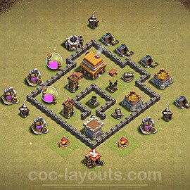 TH4 Max Levels CWL War Base Plan with Link, Anti Everything, Copy Town Hall 4 Design 2024, #32