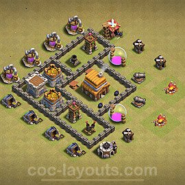 Die Maximal Clan War Base RH4 + Link, Anti Alles 2024 - COC Rathaus Level 4 Kriegsbase (CK / CW) - #33