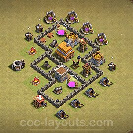 TH4 Max Levels CWL War Base Plan with Link, Copy Town Hall 4 Design 2024, #35