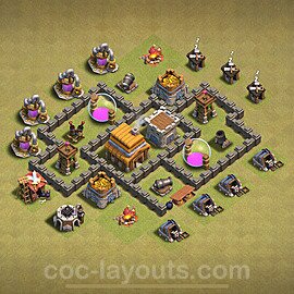 Die Maximal Clan War Base RH4 + Link, Anti Alles 2024 - COC Rathaus Level 4 Kriegsbase (CK / CW) - #36