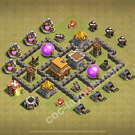 TH4 Max Levels CWL War Base Plan with Link, Anti Everything, Copy Town Hall 4 Design 2025, #36
