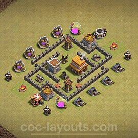 Die Anti 3 Sterne Clan War Base RH4 + Link, Anti Alles 2024 - COC Rathaus Level 4 Kriegsbase (CK / CW) - #37