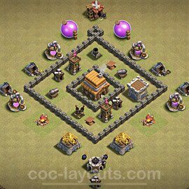 Municipio livello 4 Base di Guerra + Link, Anti Air - Miglior Disposizione Villaggio COC TH4 - #7