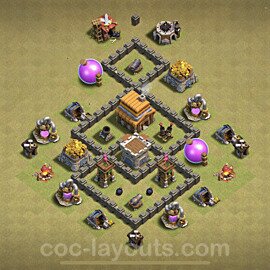 TH4 War Base Plan with Link, Anti Everything, Copy Town Hall 4 CWL Design, #8