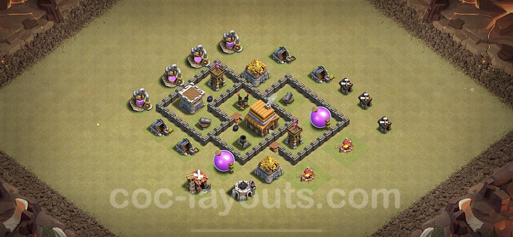 TH4 Max Levels CWL War Base Plan with Link, Anti Everything, Copy Town Hall 4 Design, #11