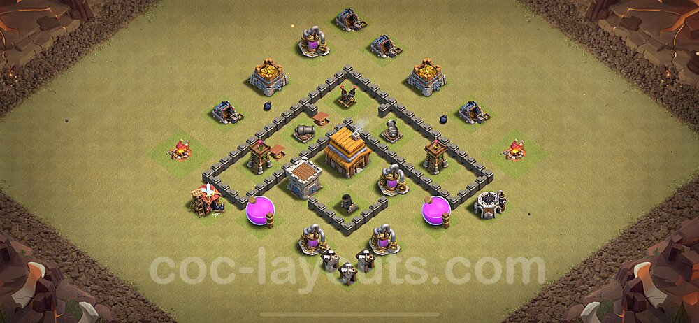 TH4 Anti 3 Stars CWL War Base Plan with Link, Anti Everything, Copy Town Hall 4 Design 2024, #21