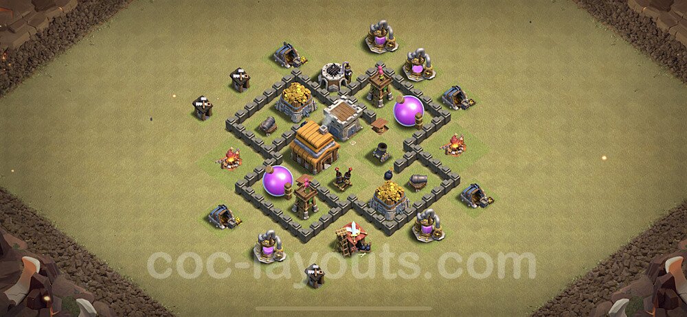 TH4 Anti 3 Stars War Base Plan with Link, Copy Town Hall 4 Design 2020, #3