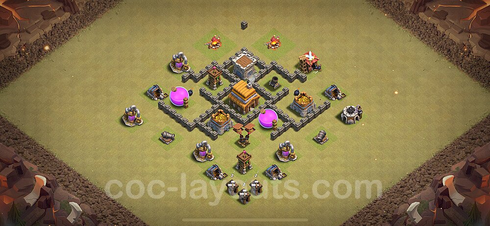 TH4 War Base Plan with Link, Anti Everything, Copy Town Hall 4 CWL Design 2024, #30