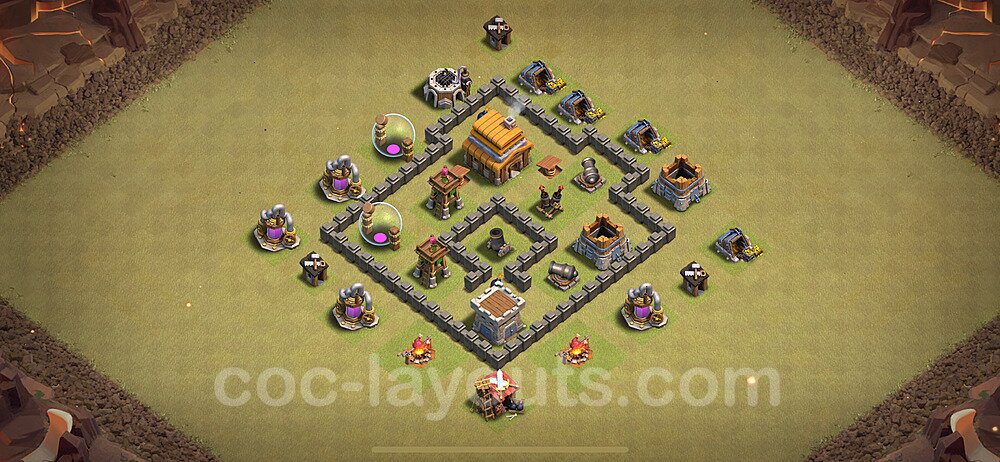 TH4 Max Levels CWL War Base Plan with Link, Anti Everything, Copy Town Hall 4 Design 2024, #32