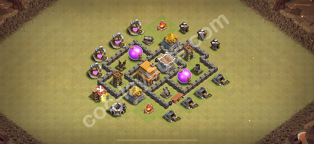 Municipio livello 4 Base di Guerra + Link, Anti tutto - Maxato Disposizione Villaggio COC 2025 TH4 - #36