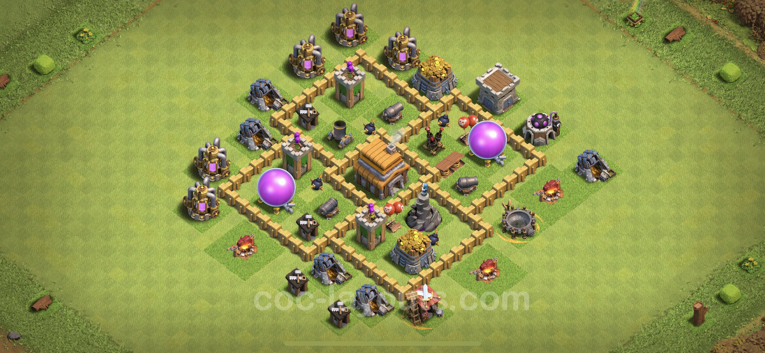 This is a town hall 5 (th5) trophy/hybrid defense base 2020 design/layout/d...