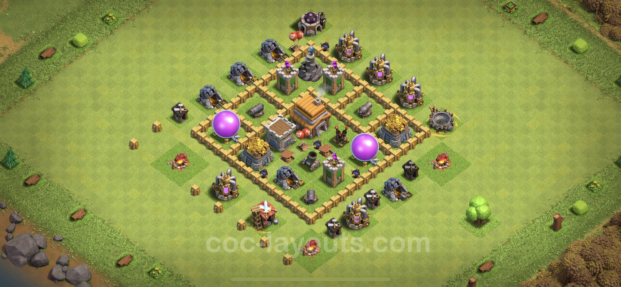 Best Anti 2 Stars Base TH5 with Link, Hybrid - Town Hall Level 5 Base Copy ...