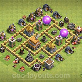 Anti Everything TH5 Base Plan with Link, Hybrid, Copy Town Hall 5 Design 2022, #127