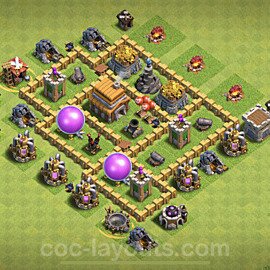 Anti Everything TH5 Base Plan with Link, Hybrid, Copy Town Hall 5 Design, #128