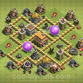 Top TH5 Unbeatable Anti Loot Base Plan with Link, Anti Everything, Copy Town Hall 5 Base Design, #133